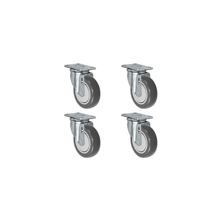 Casterhq 3"x1.25" Gray Polyurethane on Polyolefin Caster, All Swive, PK4 21CS314PPU314-34-01-Set